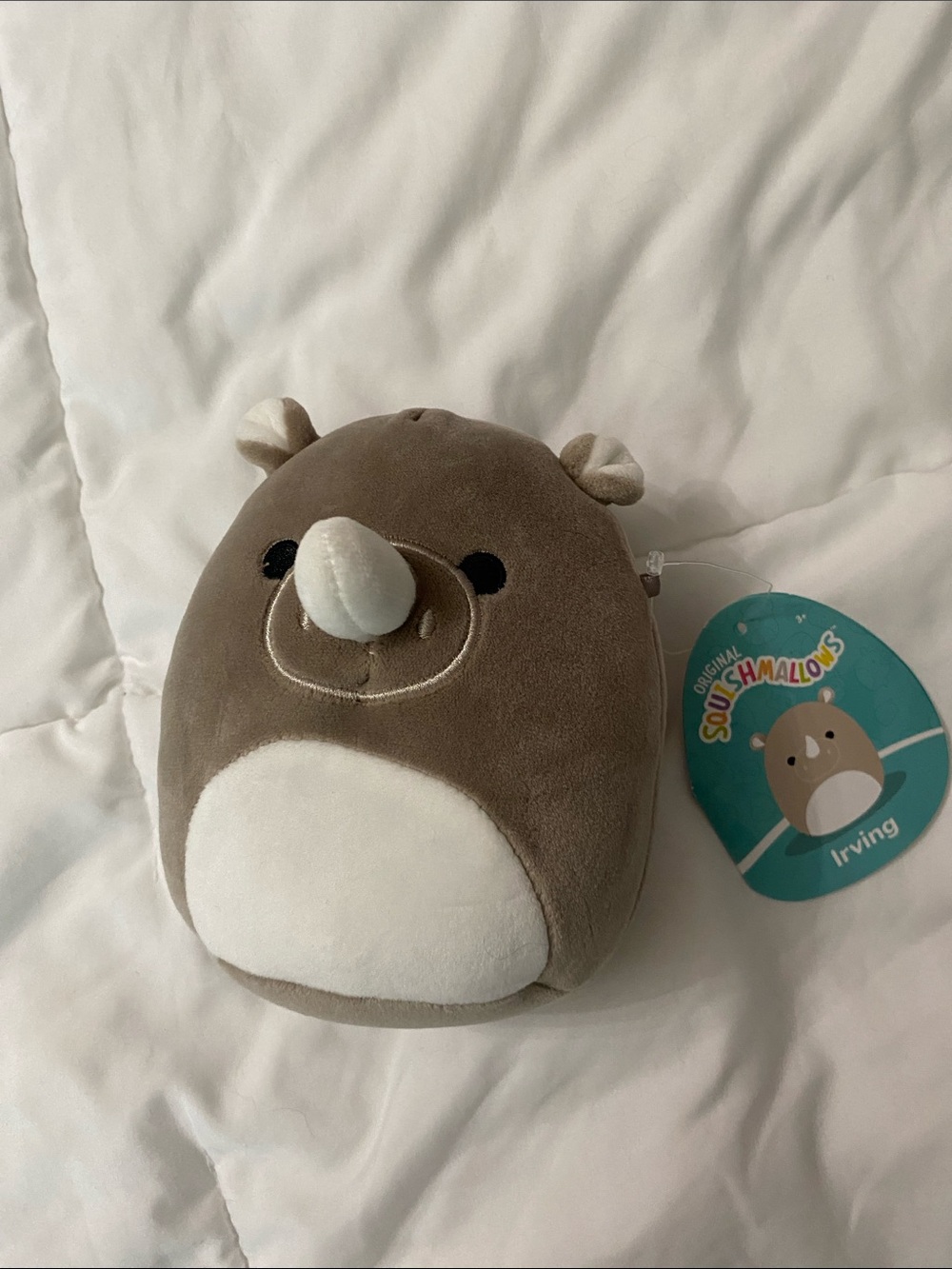 Squishmallows Gray & White Irving Rhino Plush-134